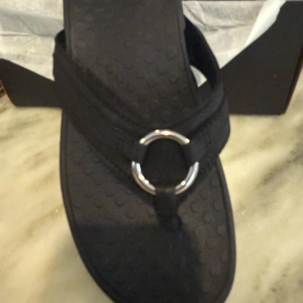 Vionic Black Sandals with Silver Detail